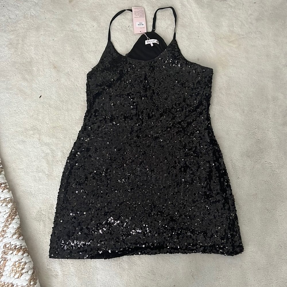 Size XXL black sequin strapless dress